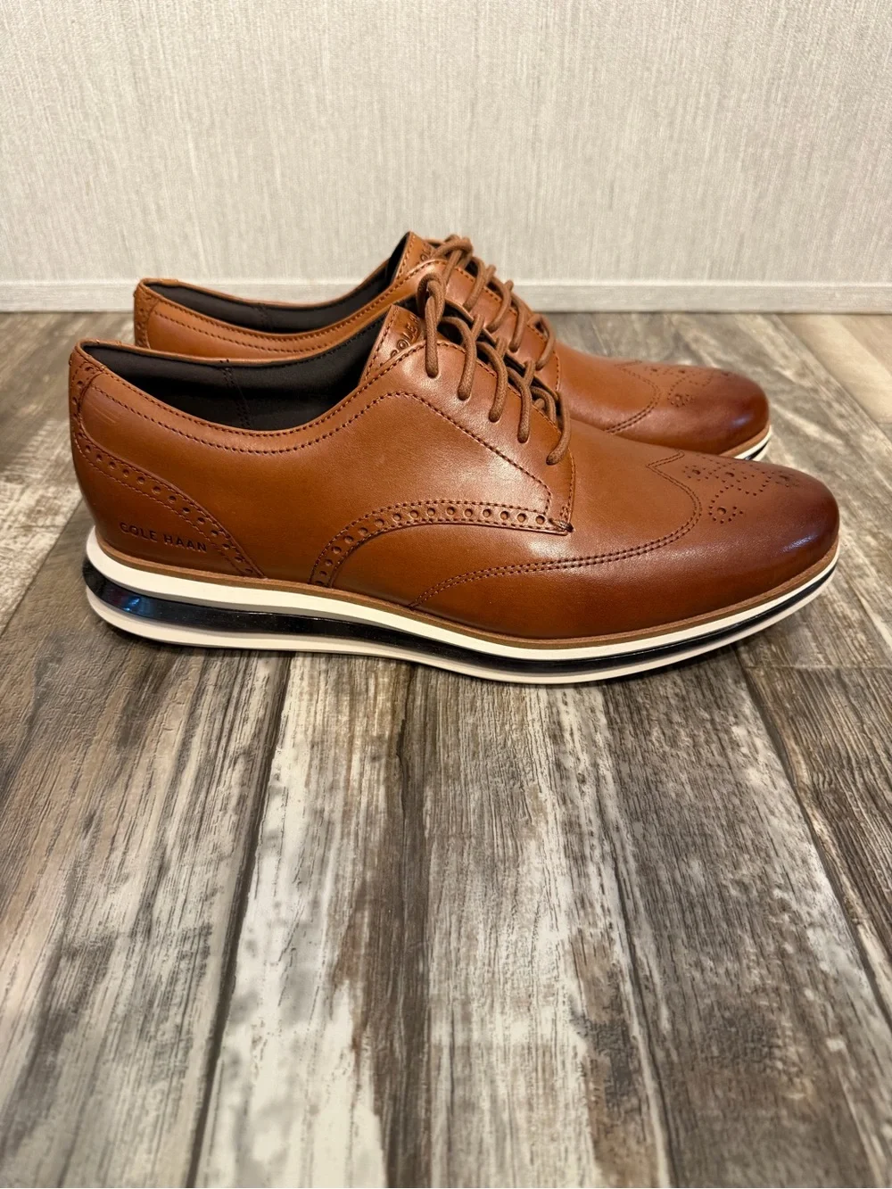 Cole Haan Tan Leather Wingtip Derby Sneakers Size 12